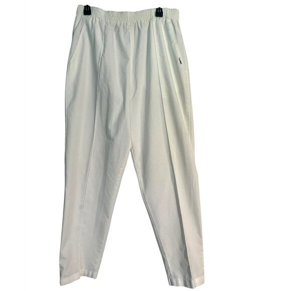 Landau 8320 White Unisex Elastic Waist Medical Scrub Pants L 65% Polyester & 35% - Picture 1 of 6